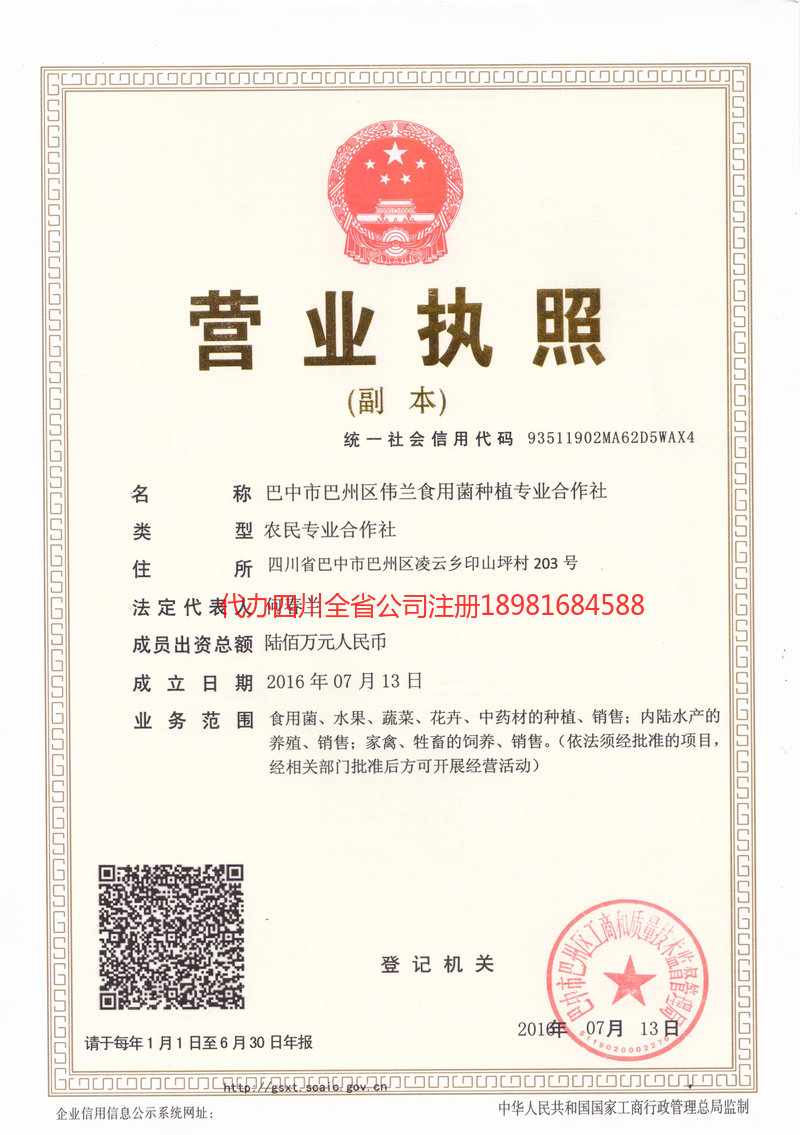 乌海乌海伟兰食用菌种植专业合作社